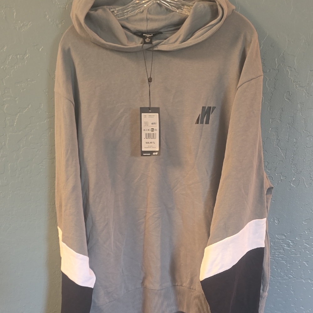 Mavi Gray and Black Hoodie with White Accents